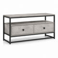 TV Lowboard Grau Schwarz mit 2 Schubladen aus melaminbeschichteter Spanplatte und pulverbeschichtetem Stahl 110 x 40 x 60 cm