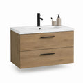 Waschtischunterschrank Set mit Waschbecken Eiche hell Weiß Spanplatte rechteckig 80 x 46 x 55 cm