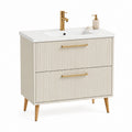 Waschtischunterschrank Set Creme MDF Rechteckig 80 x 46 x 85 cm