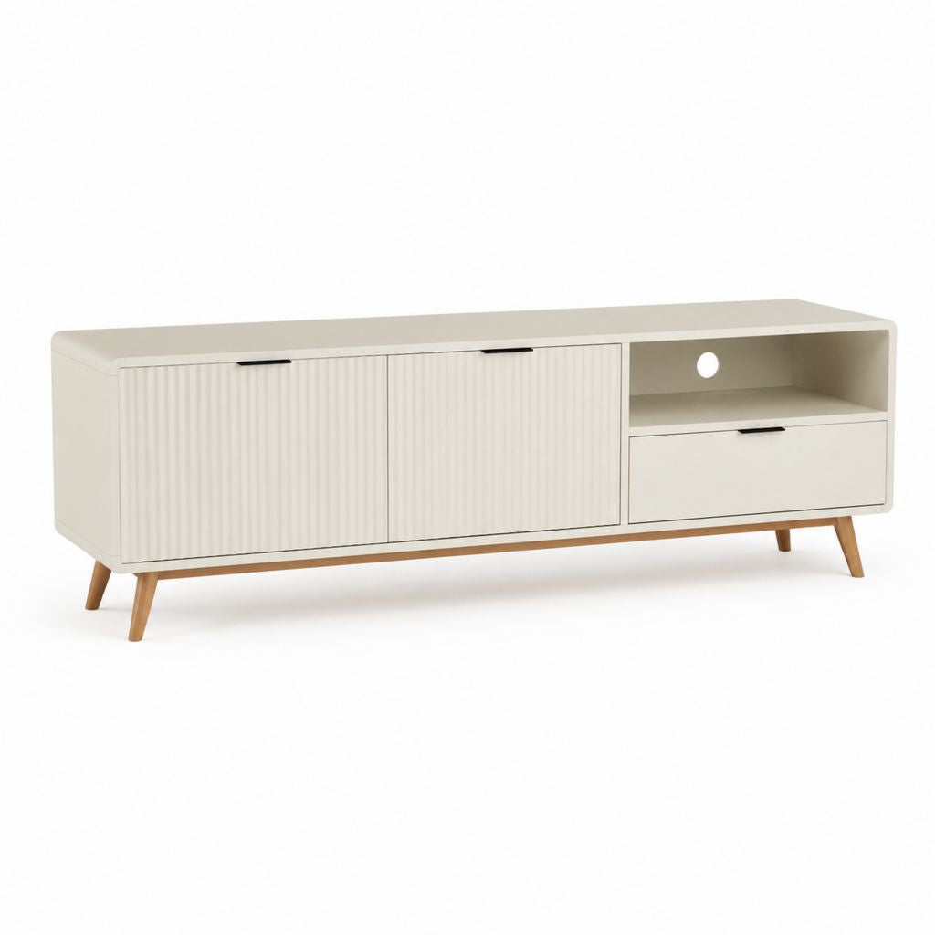 TV-Lowboard Cremeweiß MDF Rechteckig 160 x 40 x 60 cm