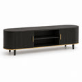 TV Lowboard Schwarz aus MDF mit geriffelter Front 180 x 40 x 55 cm