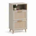 Schuhschrank mit 2 Klappfächern Taupe MDF Rattangeflecht rechteckig 60 x 30 x 100 cm