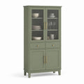 Vitrinenschrank Salbeigrün aus MDF und Rillenglas rechteckig 180 x 90 x 40 cm