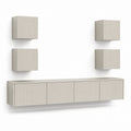 5-teiliges TV-Wandmöbel-Set Beige MDF Rechteckig Lowboard 180 x 40 x 40 cm Hängeschränke 40 x 30 x 60 cm