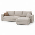 Ecksofa mit Recamiere rechts Beige Polyester 280 x 160 x 85 cm