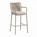 Gartenbarstuhl Beige Aluminium Polypropylen Seil mit Sitzkissen 54 x 60 x 108 cm