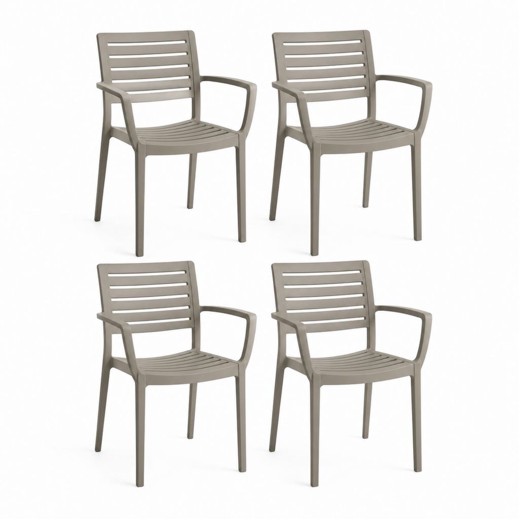 4er Set Gartenstühle mit Armlehnen Taupe aus Polypropylen 58 x 60 x 80 cm