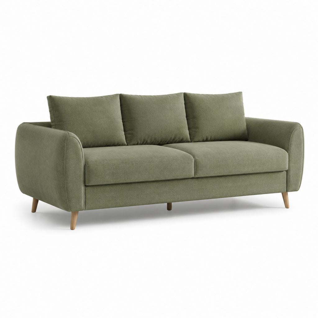 3-Sitzer Sofa Olivgrün Polyester Gerade Form 210 x 90 x 85 cm